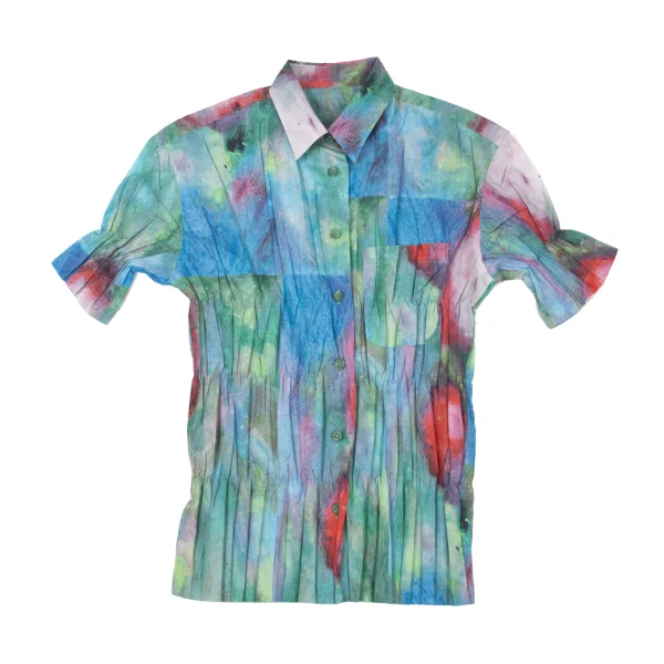 ISSEY MIYAKE WHITE LABEL Colorful Pleated Short Sleeve Shirt K-174028_002