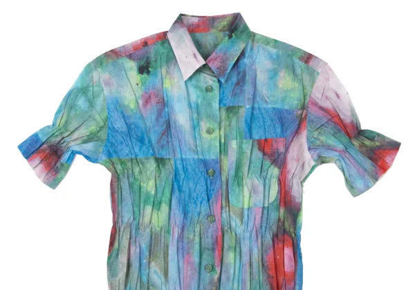 ISSEY MIYAKE WHITE LABEL Colorful Pleated Short Sleeve Shirt K-174028_003