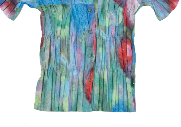ISSEY MIYAKE WHITE LABEL Colorful Pleated Short Sleeve Shirt K-174028_008