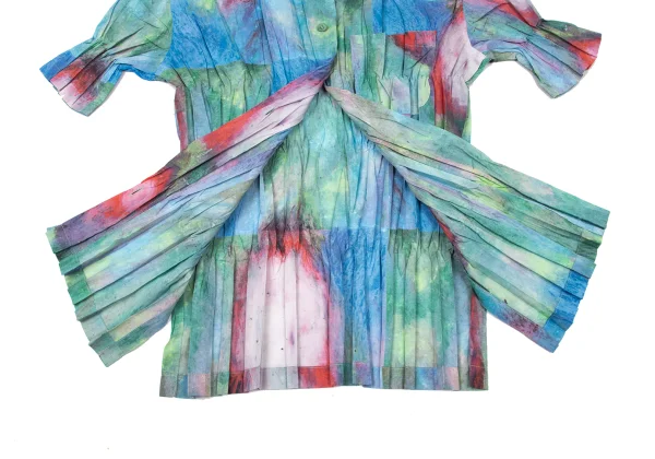 ISSEY MIYAKE WHITE LABEL Colorful Pleated Short Sleeve Shirt K-174028_009