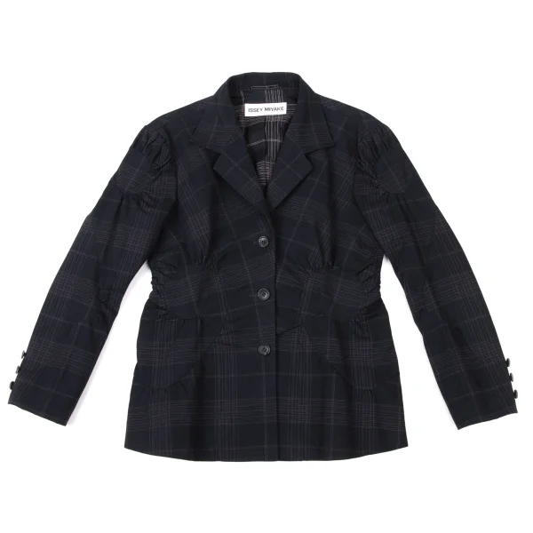 ISSEY MIYAKE Cotton Gather Patch Check Jacket K-174034_002