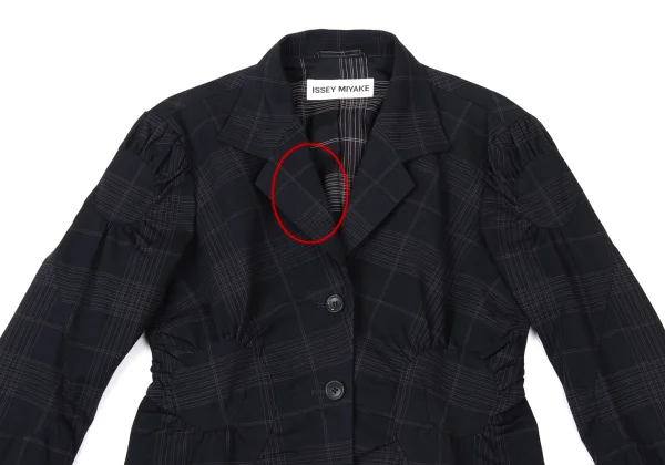 ISSEY MIYAKE Cotton Gather Patch Check Jacket K-174034_003
