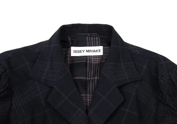 ISSEY MIYAKE Cotton Gather Patch Check Jacket K-174034_005