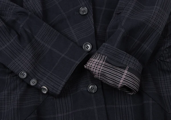 ISSEY MIYAKE Cotton Gather Patch Check Jacket K-174034_010