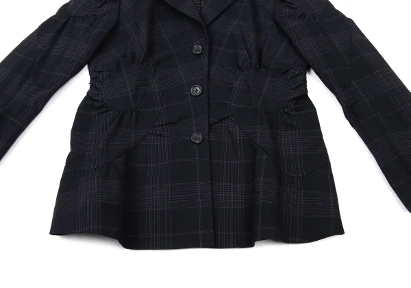 ISSEY MIYAKE Cotton Gather Patch Check Jacket K-174034_011