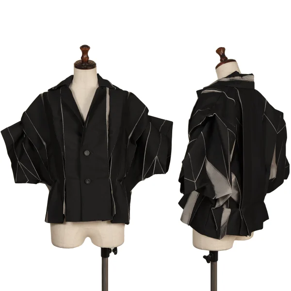 ISSEY MIYAKE Poly Blend Origami-Design Jacket Black,Grey 2 K-174035_001