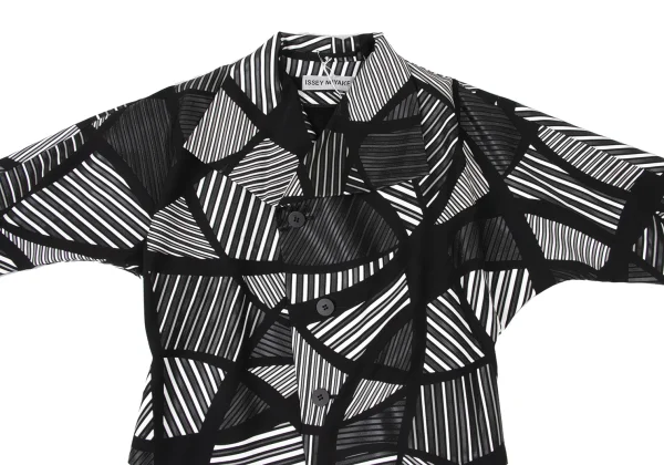 ISSEY MIYAKE Striped Polyurethane Print Jacket K-174036_003