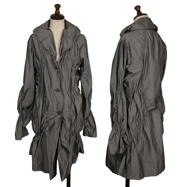 ISSEY MIYAKE Shirring Design Long Jacket Grey 2 K-174037_001