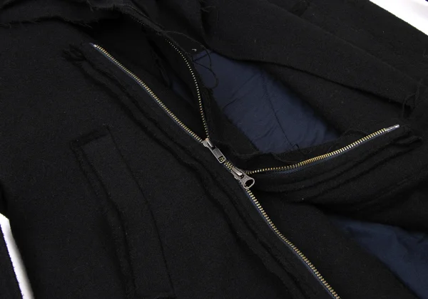 Ground Y Wool Poly Cutting Zip Coat K-174046_012