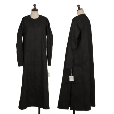 ASHA BY MDS Cotton Graphic Embroidered Collarless Long Shirt Dress