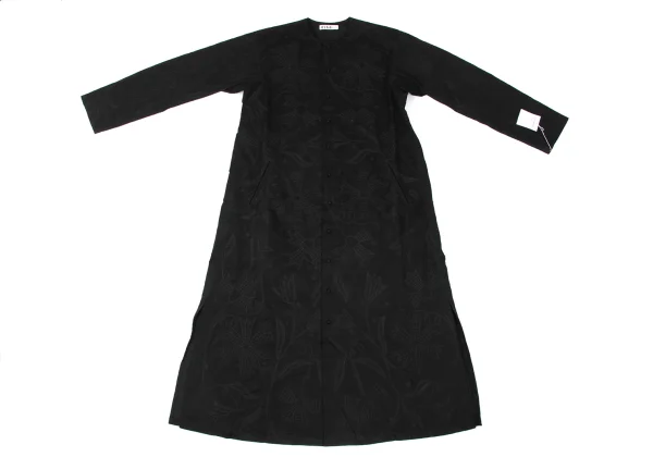 ASHA BY MDS Cotton Graphic Embroidered Collarless Long Shirt Dress K-174053_002