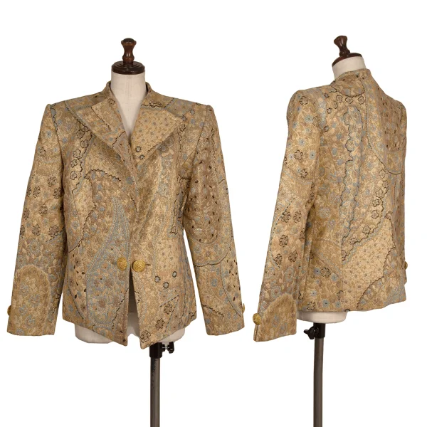 NINA RICCI Cotton Blend Glitter Jacquard Jacket Gold 42 K-174067_001