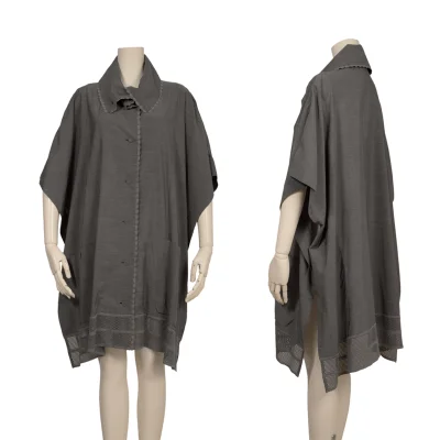 ISSEY MIYAKE HaaT Rayon Blend Knit Trim Cape