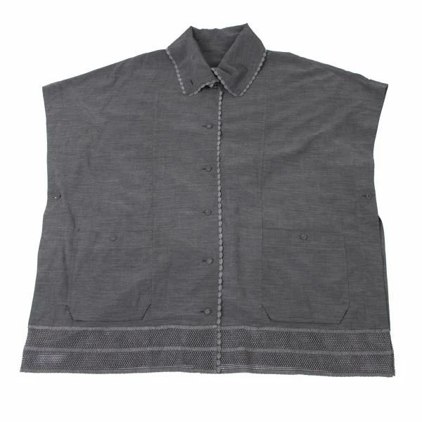 ISSEY MIYAKE HaaT Rayon Blend Knit Trim Cape K-174089_002