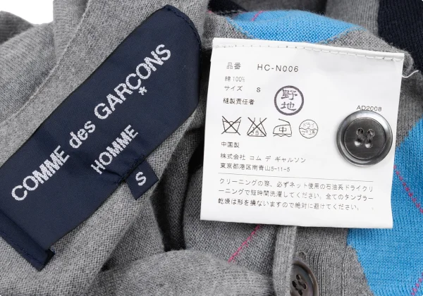 COMME des GARCONS HOMME Argyle Cotton Knit Cardigan K-174090_018