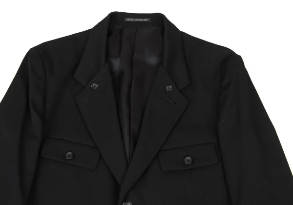 Yohji Yamamoto POUR HOMME Wool Gabardine Design Collar Long Jacket K-174095_002