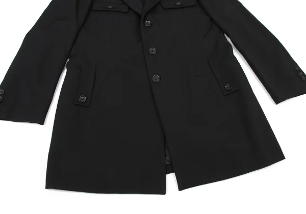 Yohji Yamamoto POUR HOMME Wool Gabardine Design Collar Long Jacket K-174095_009
