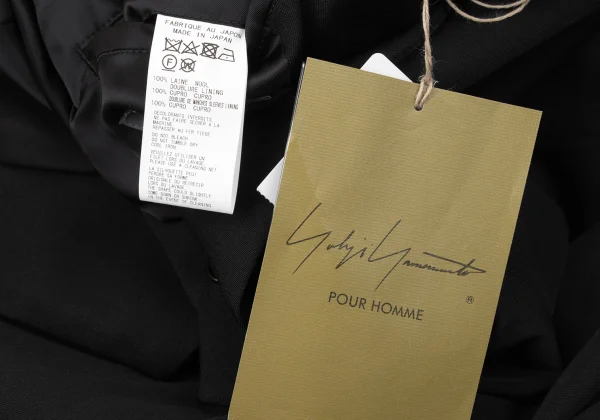 Yohji Yamamoto POUR HOMME Wool Gabardine Design Collar Long Jacket K-174095_016