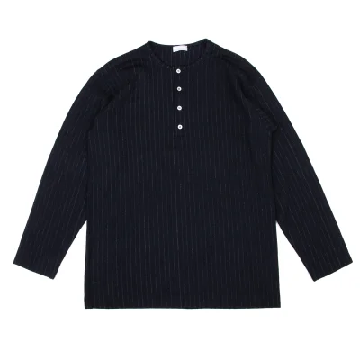 COMME des GARCONS HOMME Wool Striped Henry Neck Knit Top
