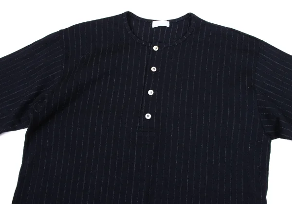 COMME des GARCONS HOMME Wool Striped Henry Neck Knit Top K-174105_002