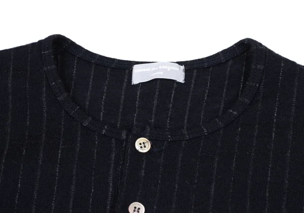 COMME des GARCONS HOMME Wool Striped Henry Neck Knit Top K-174105_003