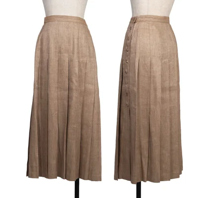 yoshie inaba Linen Blend Side Button Pleated Skirt