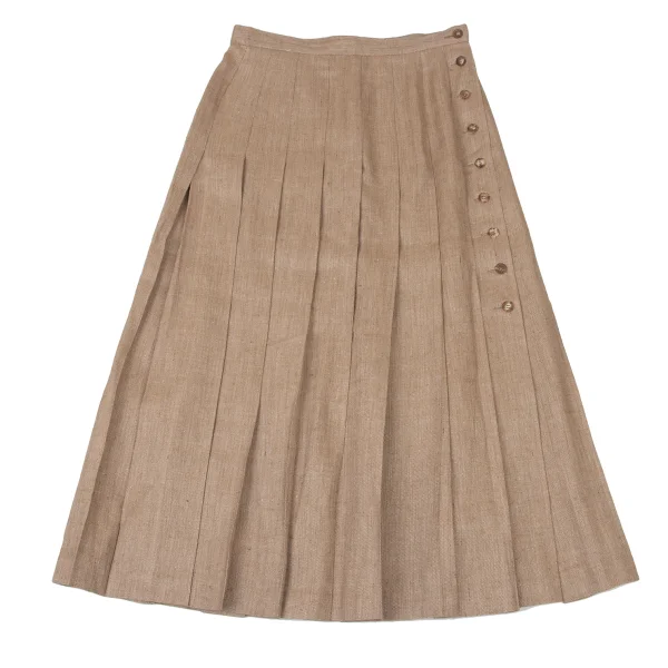 yoshie inaba Linen Blend Side Button Pleated Skirt K-174115_002