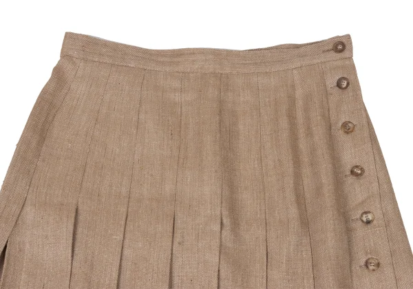 yoshie inaba Linen Blend Side Button Pleated Skirt K-174115_003