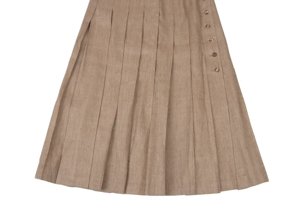 yoshie inaba Linen Blend Side Button Pleated Skirt K-174115_004