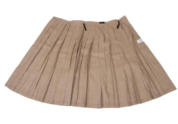 yoshie inaba Linen Blend Side Button Pleated Skirt K-174115_006