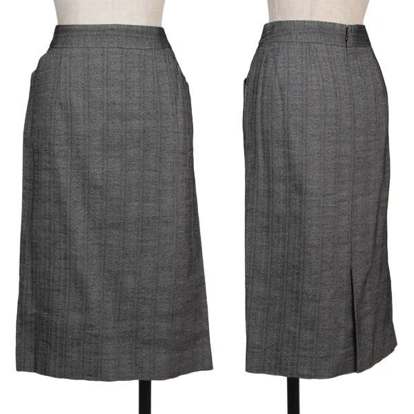yoshie inaba Wool Paper Herringbone Skirt Grey 11 K-174116_001