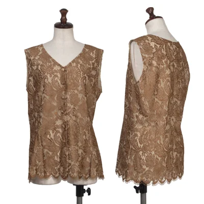 yoshie inaba Floral Lace Sheer Sleeveless Blouse