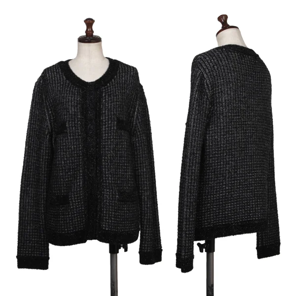 yoshie inaba Cashmere Nylon Glitter Knit Cardigan Black 11 K-174121_001