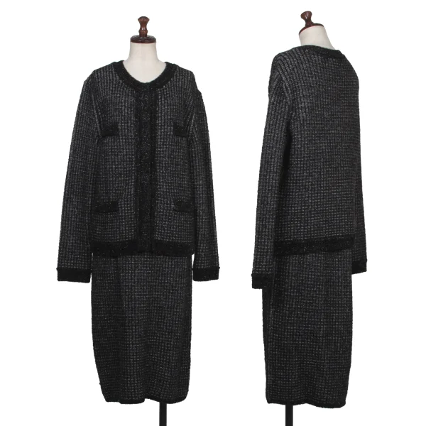 yoshie inaba Cashmere Nylon Glitter Knit Cardigan & Skirt Black 11 K-174123_001