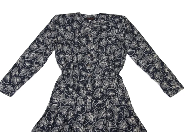 yoshie inaba Folding Fan Printed Silk Dress K-174128_003