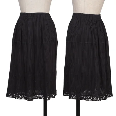 ISSEY MIYAKE Hem Cutting Mesh Switching Pleated Skirt