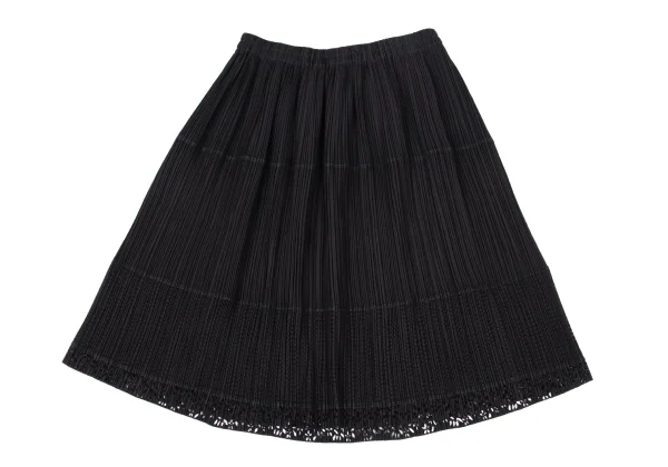 ISSEY MIYAKE Hem Cutting Mesh Switching Pleated Skirt K-174131_002