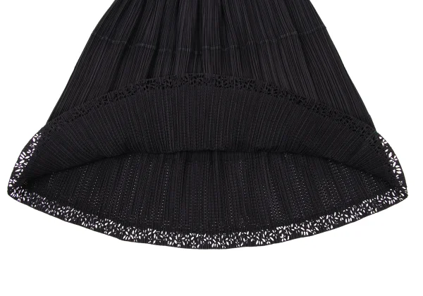 ISSEY MIYAKE Hem Cutting Mesh Switching Pleated Skirt K-174131_009