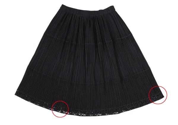 ISSEY MIYAKE Hem Cutting Mesh Switching Pleated Skirt K-174131_010