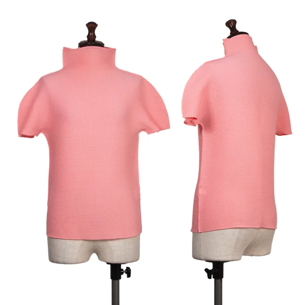ISSEY MIYAKE me Stretch Pleats Turtle Neck T Shirt Pink Free K-174133_001