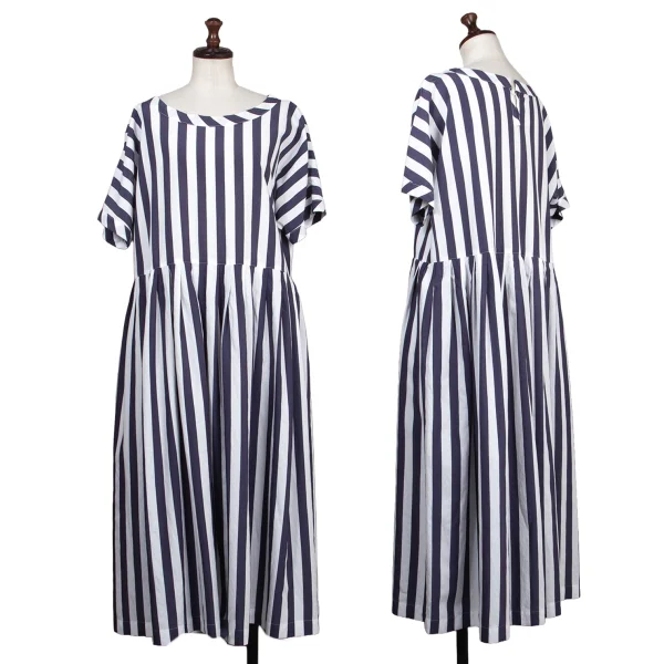 tricot COMME des GARCONS Rayon Blend Glitter Stripe Dolman Sleeve Dress Navy,White S K-174141_001