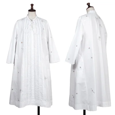 ISSEY MIYAKE HaaT Zigzag Embroidery Cord Neck Skipper Dress