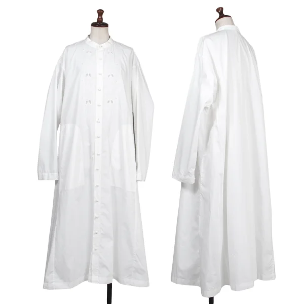 ISSEY MIYAKE HaaT Embroidery Design Band Collar Shirt Dress White 2 K-174144_001