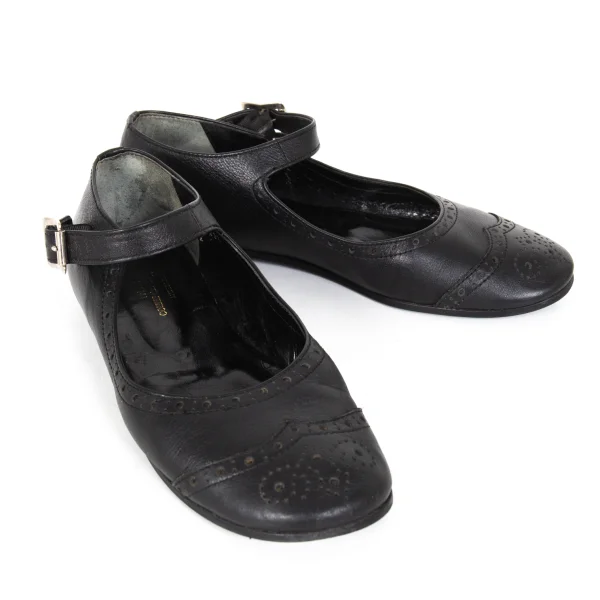 tricot COMME des GARCONS Wingtip Leather Mary Jane Shoes Black 22.5 (US About5.5) K-174153_001