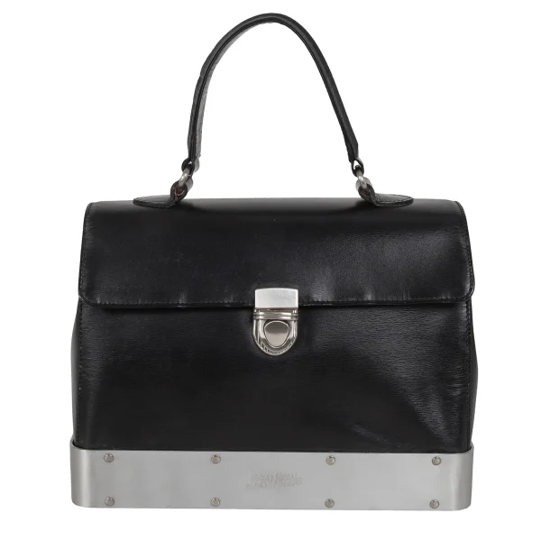 Jean Paul GAULTIER Metal Plate Leather Hand Bag K-174154_002