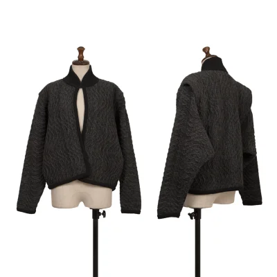 ISSEY MIYAKE Wool Blend Wave Weave Buttonless Dolman Knit Jacket