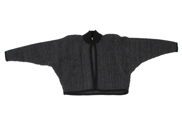ISSEY MIYAKE Wool Blend Wave Weave Buttonless Dolman Knit Jacket K-174160_002