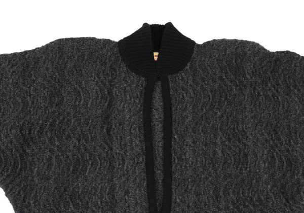 ISSEY MIYAKE Wool Blend Wave Weave Buttonless Dolman Knit Jacket K-174160_003