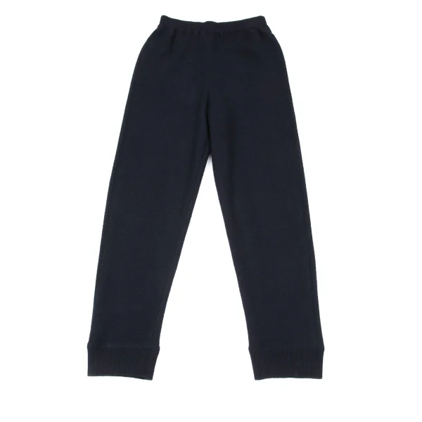 ISSEY MIYAKE Wool Blend Rib Switching Knit Pants Navy M K-174161_001