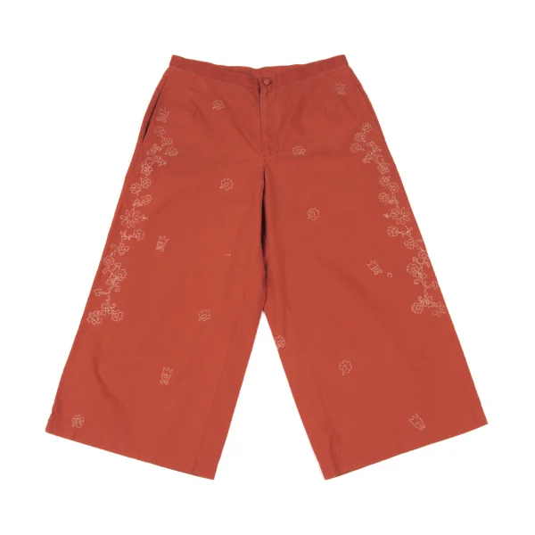 ISSEY MIYAKE HaaT Graphic Embroidery Wide Cropped Pants Orange 2 K-174166_001